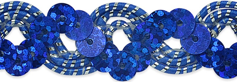 إكسبو إنترناشونال بكرة شريط ريبا ريكراك المزين بالترتر من إكسبو إنترناشونال | أزرق ملكي/فضي | (بكرة بطول 3 ياردات) - Image 2